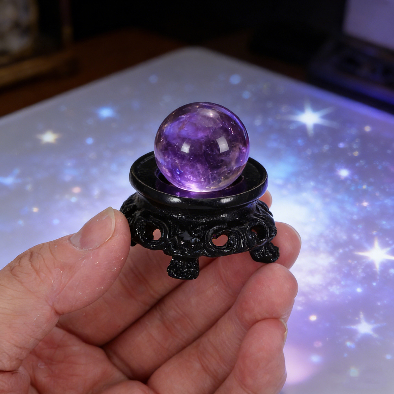 Photography Zen - Wooden Crystal Sphere Holder Elegant Carved