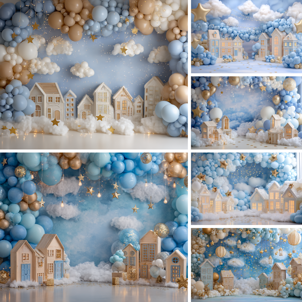 Photography Urban - Newborn Baby Shower Backdrop Balloons Urban