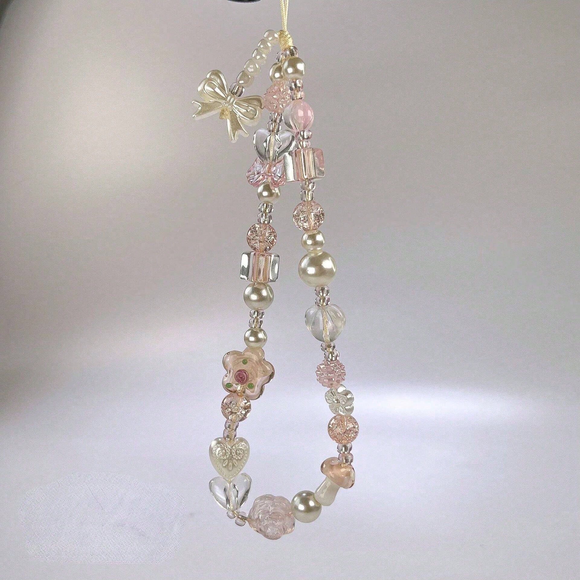 Camera Wrist Strap - Fashion Acrylic Flower Bow Crystal Beaded