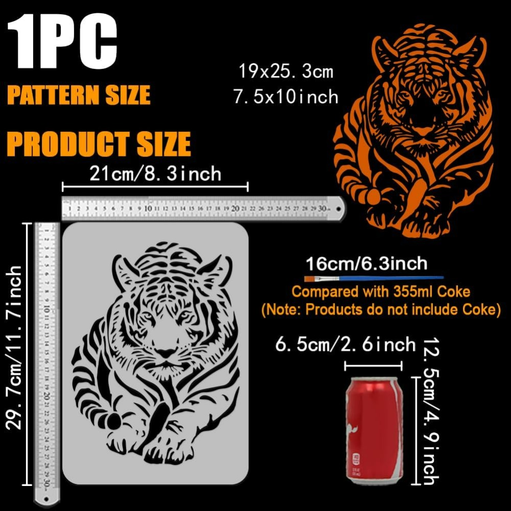 Tiger Stencil with Paint Brush - Photography Technique บทวิจารณ์และราคา