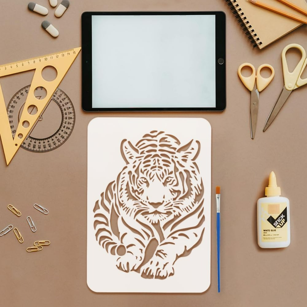 Tiger Stencil with Paint Brush - Photography Technique บทวิจารณ์และราคา