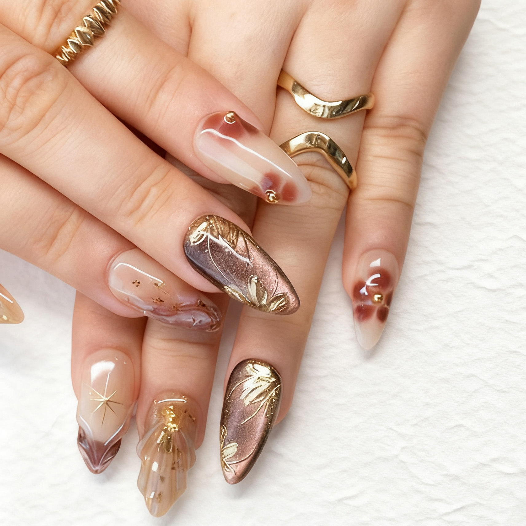 24pcs Flower False Nails Brown - Photography Tips บทวิจารณ์และราคา