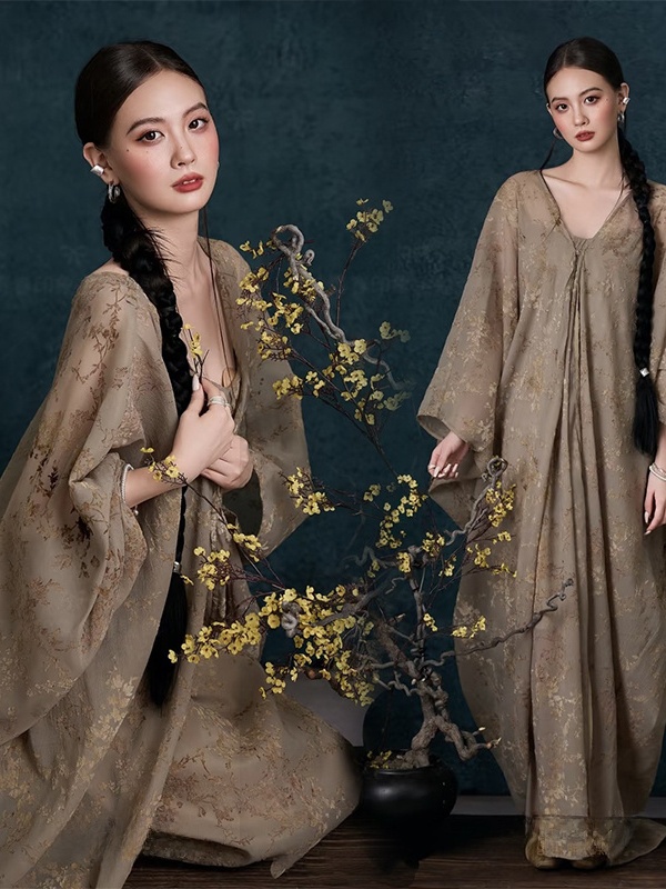 New Vintage Oil Painting Dress - Photography Zen บทวิจารณ์และราคา
