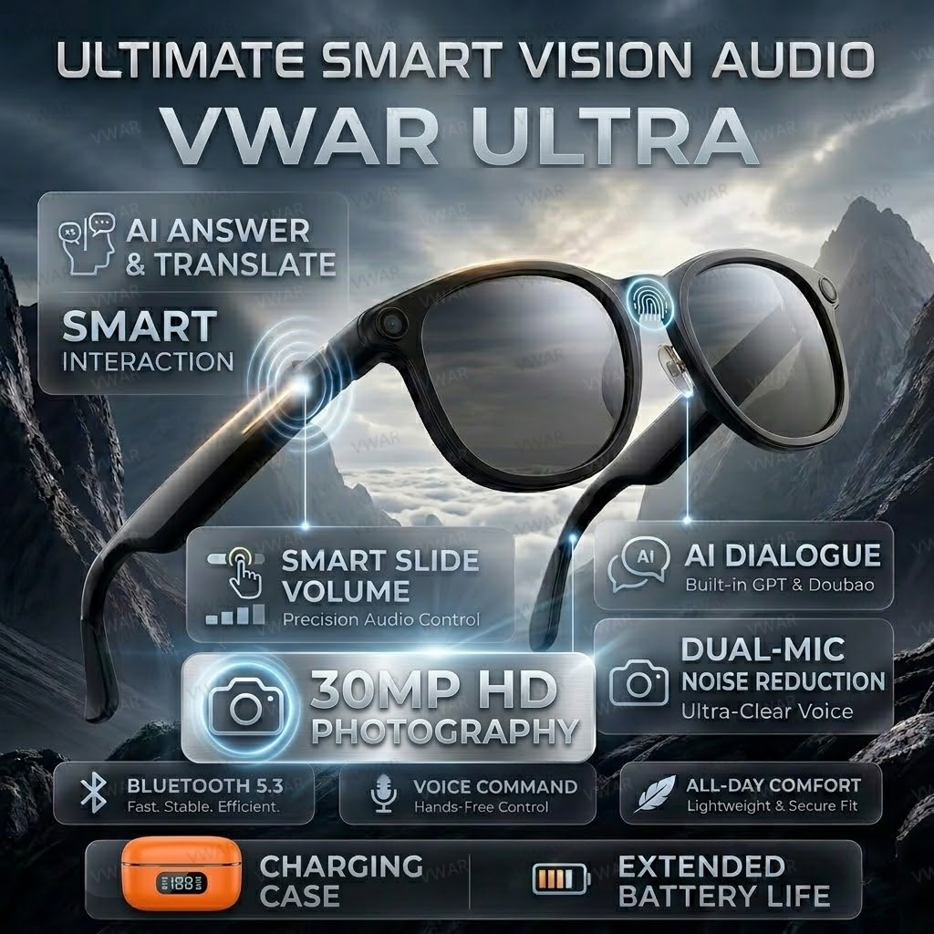 VWAR Smart Glasses with 3600mA - Photography Translate บทวิจารณ์และราคา