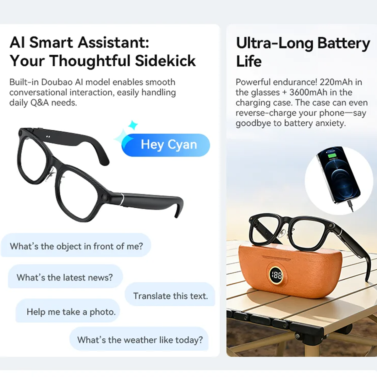 VWAR Smart Glasses with 3600mA - Photography Translate บทวิจารณ์และราคา