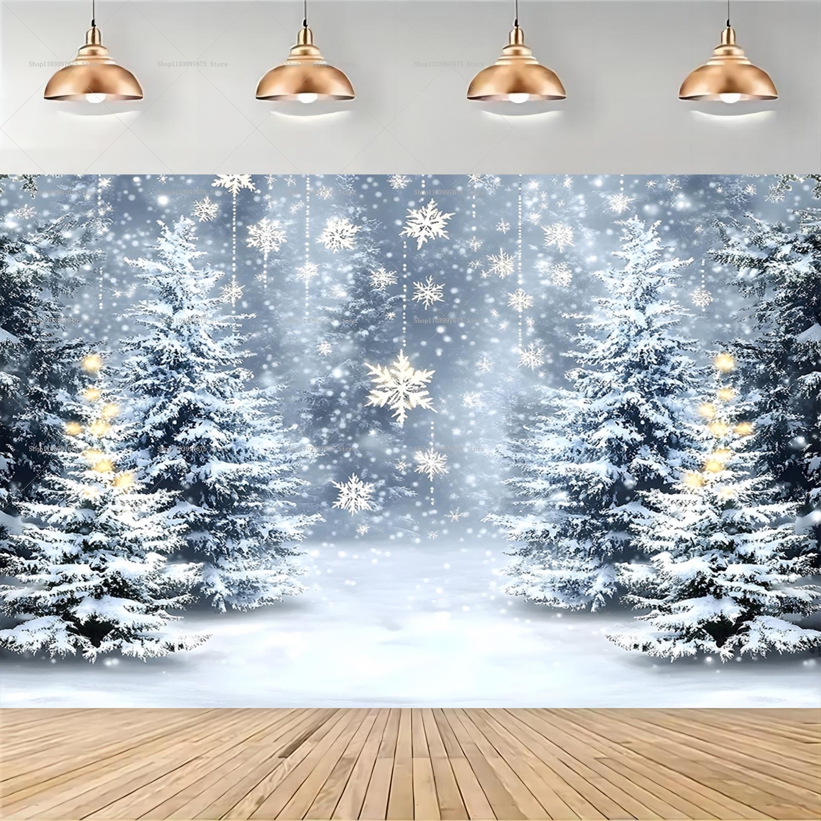 Snowy Forest Christmas Backdro - Photography Cheat Sheet บทวิจารณ์และราคา