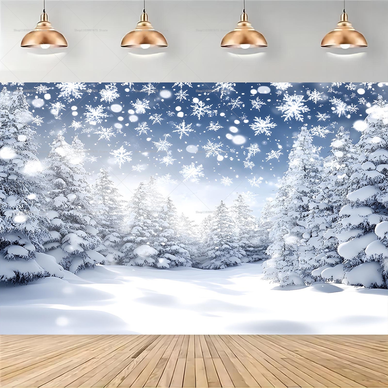 Snowy Forest Christmas Backdro - Photography Cheat Sheet บทวิจารณ์และราคา