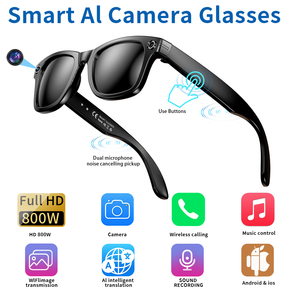 LIGE New Smart Sunglasses with - Photography Translate บทวิจารณ์และราคา