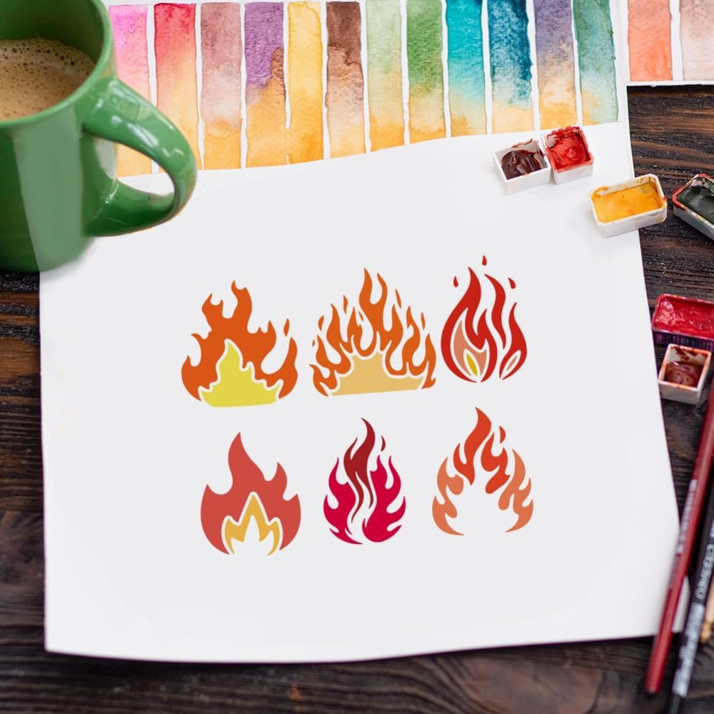 12PCS Flame Painting Stencil w - Photography Technique บทวิจารณ์และราคา