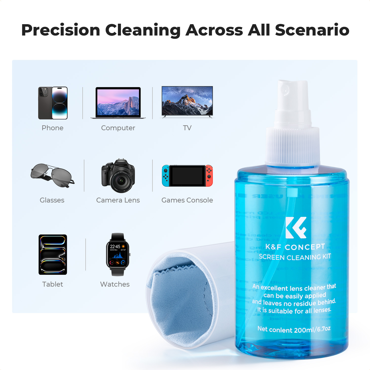 K&F CONCEPT 200ML Screen Clean - Lens Cleaning Kit บทวิจารณ์และราคา
