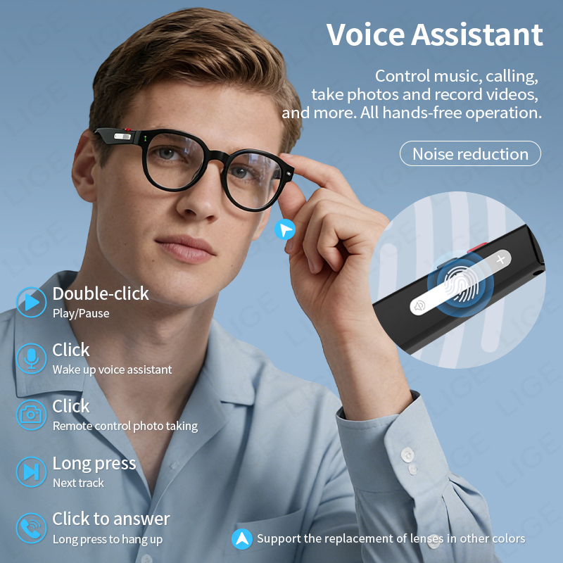 LIGE Smart Sunglasses Men with - Photography Translate บทวิจารณ์และราคา