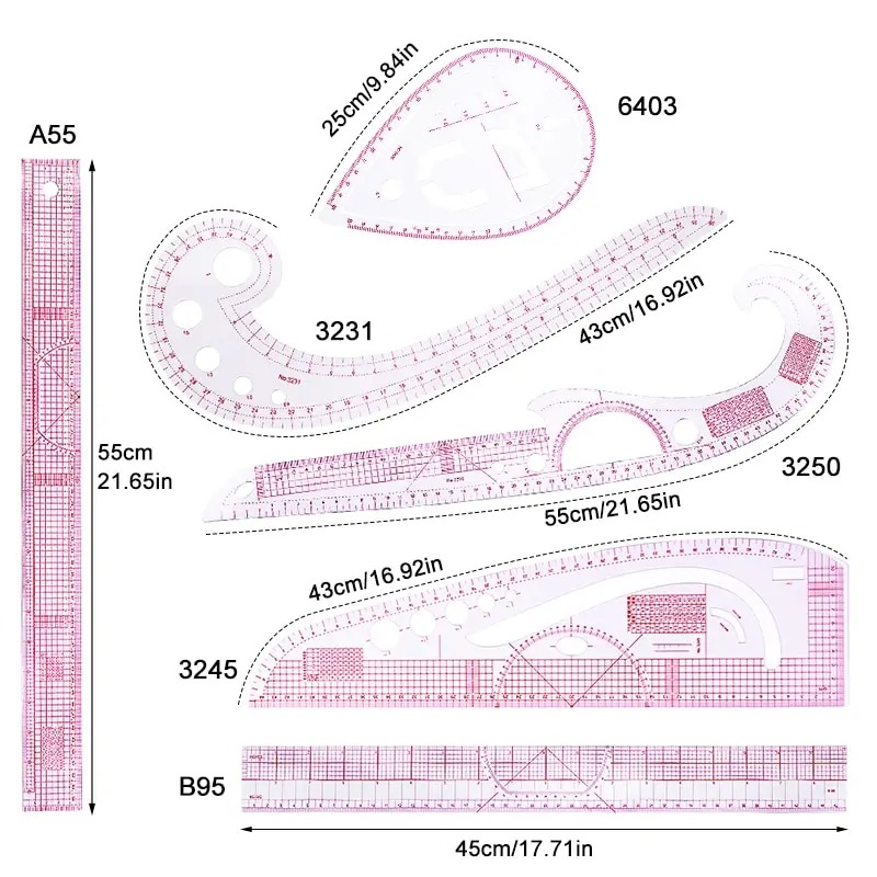 6PCS French Curve Ruler Soft P - Photography Rules บทวิจารณ์และราคา