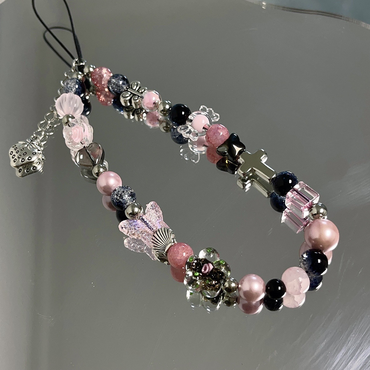 INS Sweet Cool Black Pink Bead - Camera Wrist Strap บทวิจารณ์และราคา